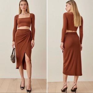 Reformation | NWOT Tessa Two 2pc chestnut set S